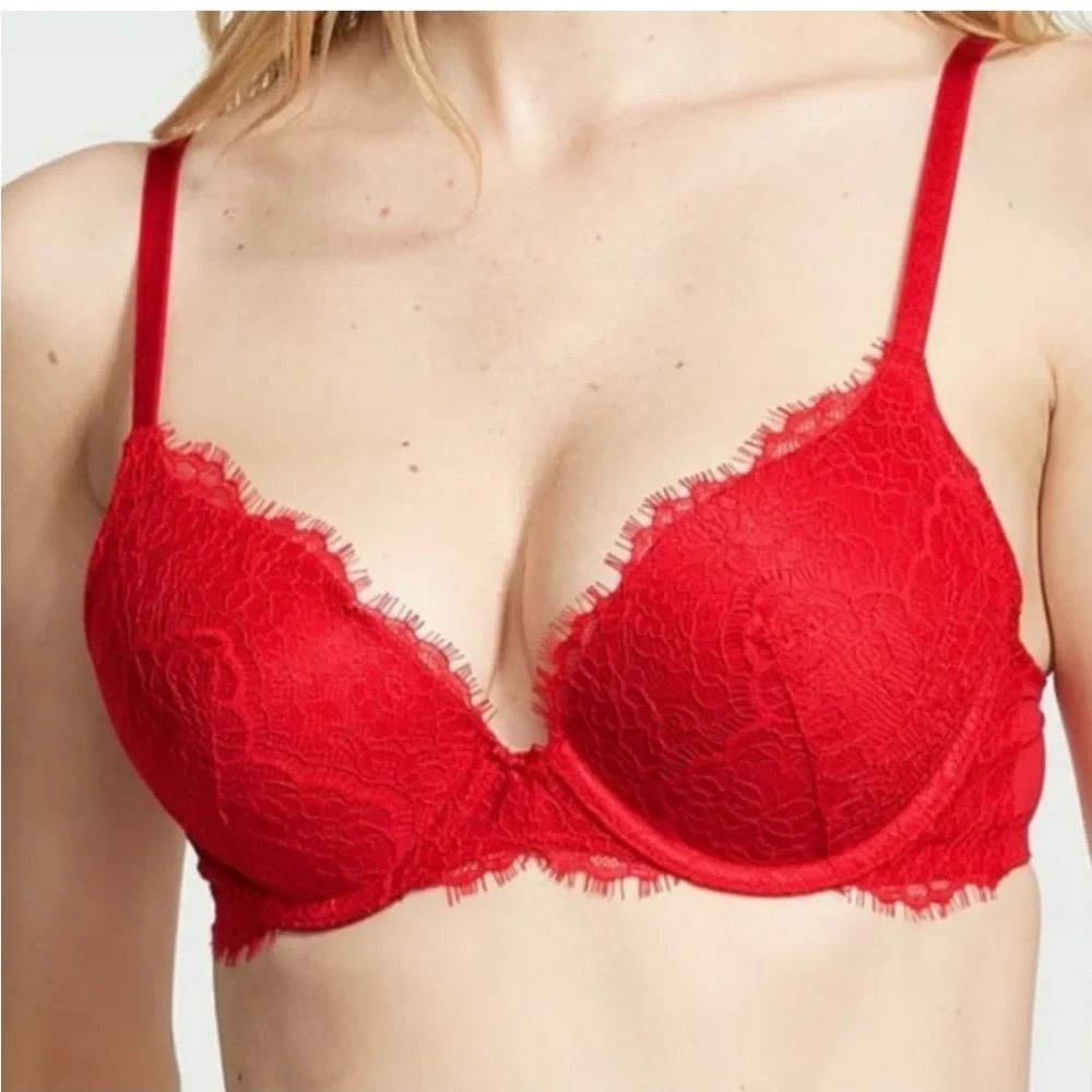 Victoria's Secret Lace Push-Up Bra Set in Fuchsia, White, Pink, Black, Red, Blue - Picture 6 of 6